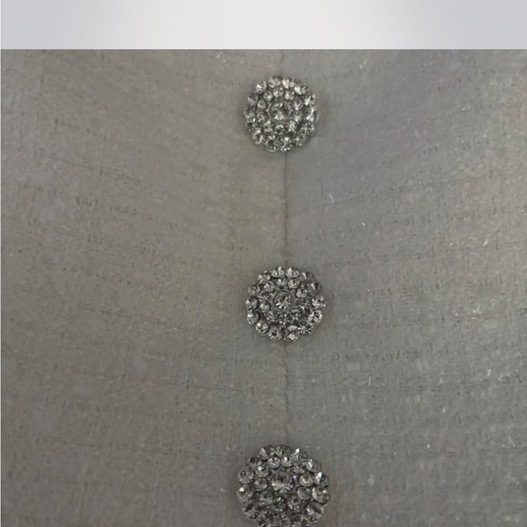 Raffiné Designer White Strapless Tweed Midi Dress - Picture 3 of 7